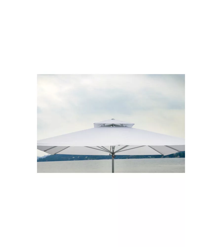 OMBRELLONE DA GIARDINO QUADRATO SOLARIA "PUSH-UP" IN ALLUMINIO BIANCO 3X3 MT