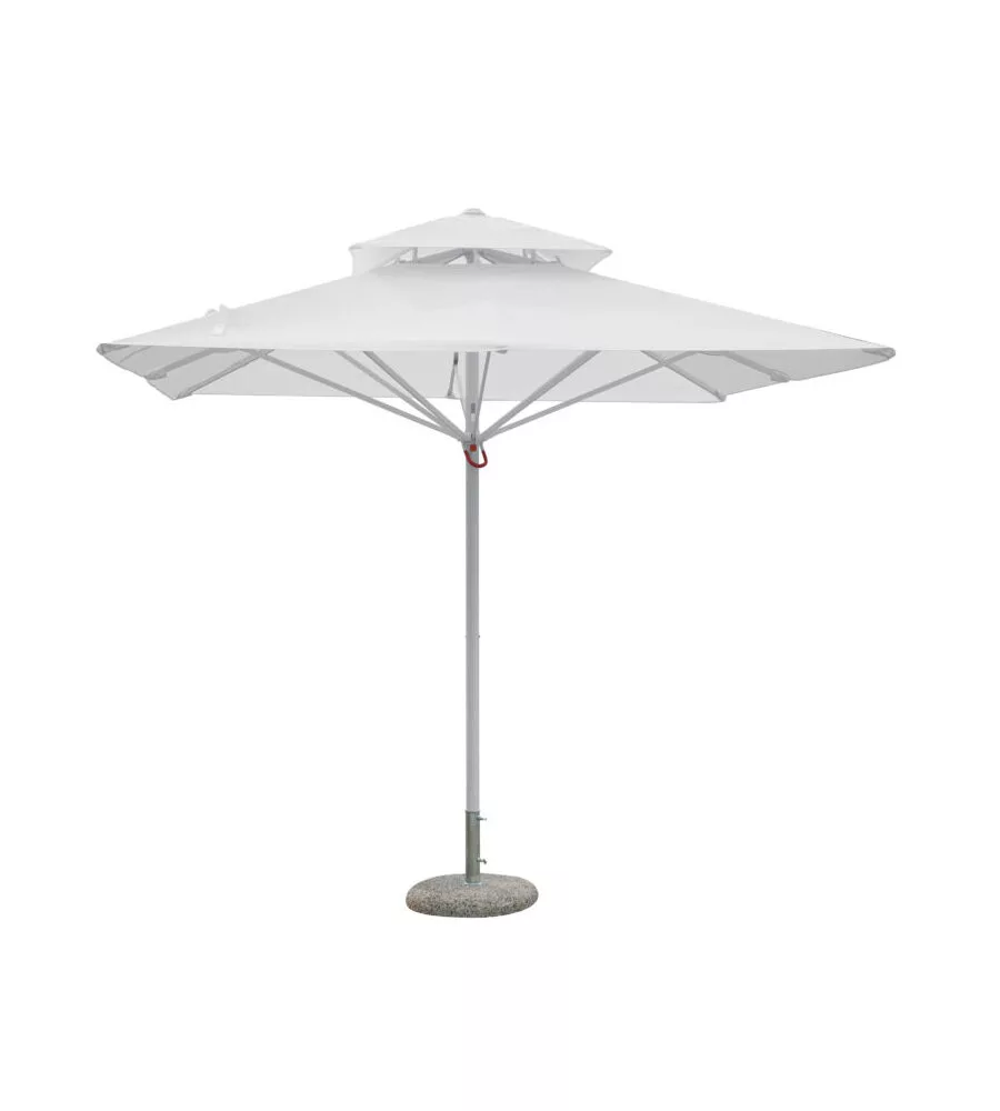 OMBRELLONE DA GIARDINO QUADRATO SOLARIA "PUSH-UP" IN ALLUMINIO BIANCO 3X3 MT