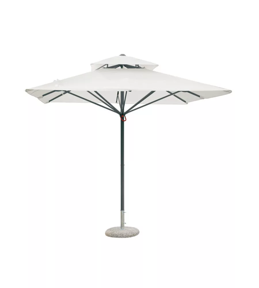 OMBRELLONE DA GIARDINO QUADRATO SOLARIA "PUSH-UP" IN ALLUMINIO ANTRACITE-ECRU' 3X3 MT