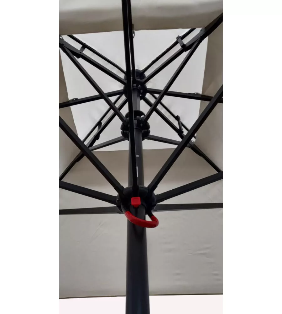 OMBRELLONE DA GIARDINO QUADRATO SOLARIA "PUSH-UP" IN ALLUMINIO ANTRACITE-ECRU' 3X3 MT