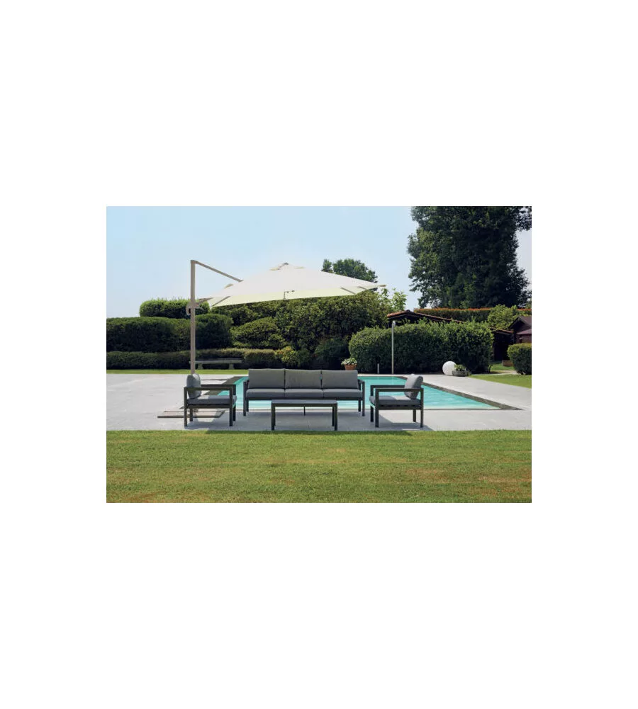 OMBRELLONE DA GIARDINO A BRACCIO SOLARIA "CALIFORNIA" IN ALLUMINIO TORTORA ECRU' 3X4 MT
