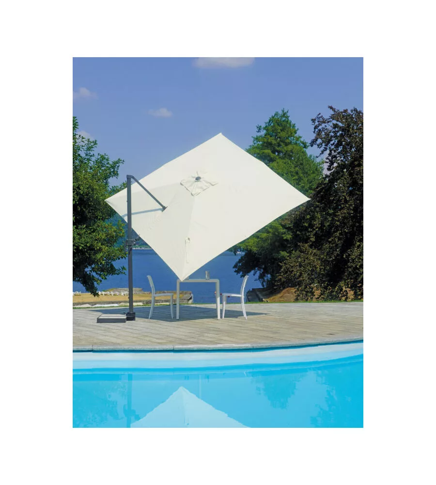 OMBRELLONE A BRACCIO BASCULANTE QUADRATO SOLARIA "CALIFORNIA" IN ALLUMINIO ANTRACITE ECRU' 3X3 MT
