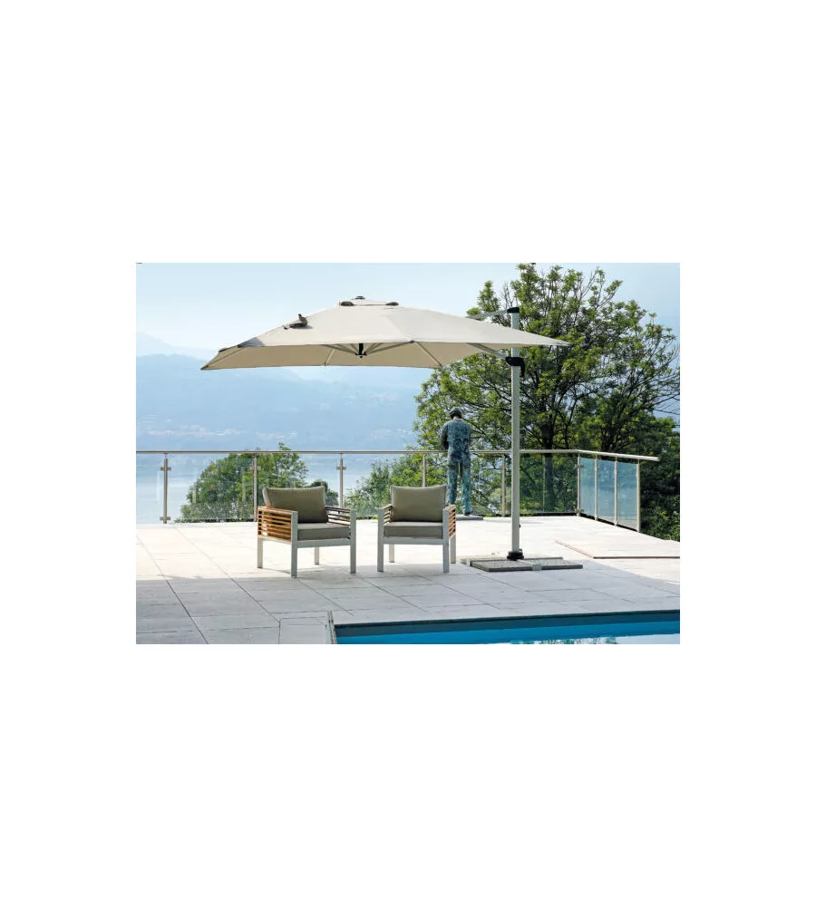 OMBRELLONE A BRACCIO RETTANGOLARE SOLARIA "CALIFORNIA SPUNCRYLIC" IN ALLUMINIO BIANCO E GRIGIO 3X3 MT