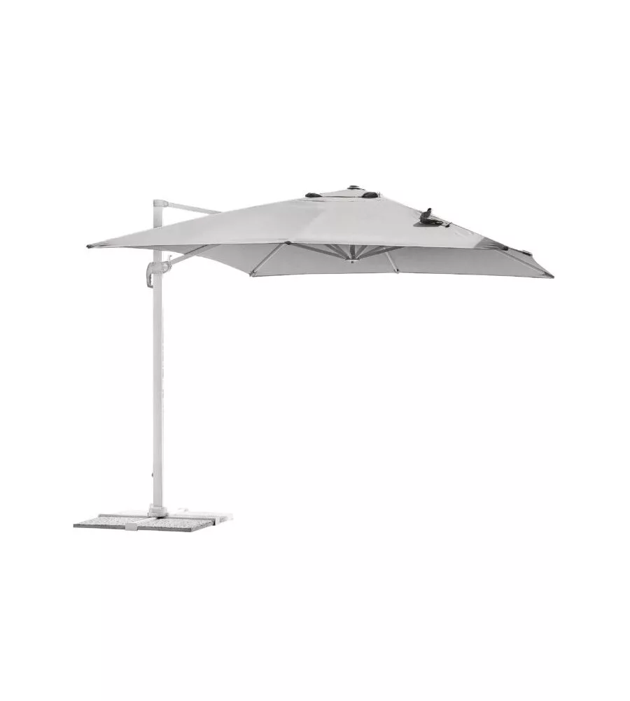 OMBRELLONE A BRACCIO RETTANGOLARE SOLARIA "CALIFORNIA SPUNCRYLIC" IN ALLUMINIO BIANCO E GRIGIO 3X3 MT