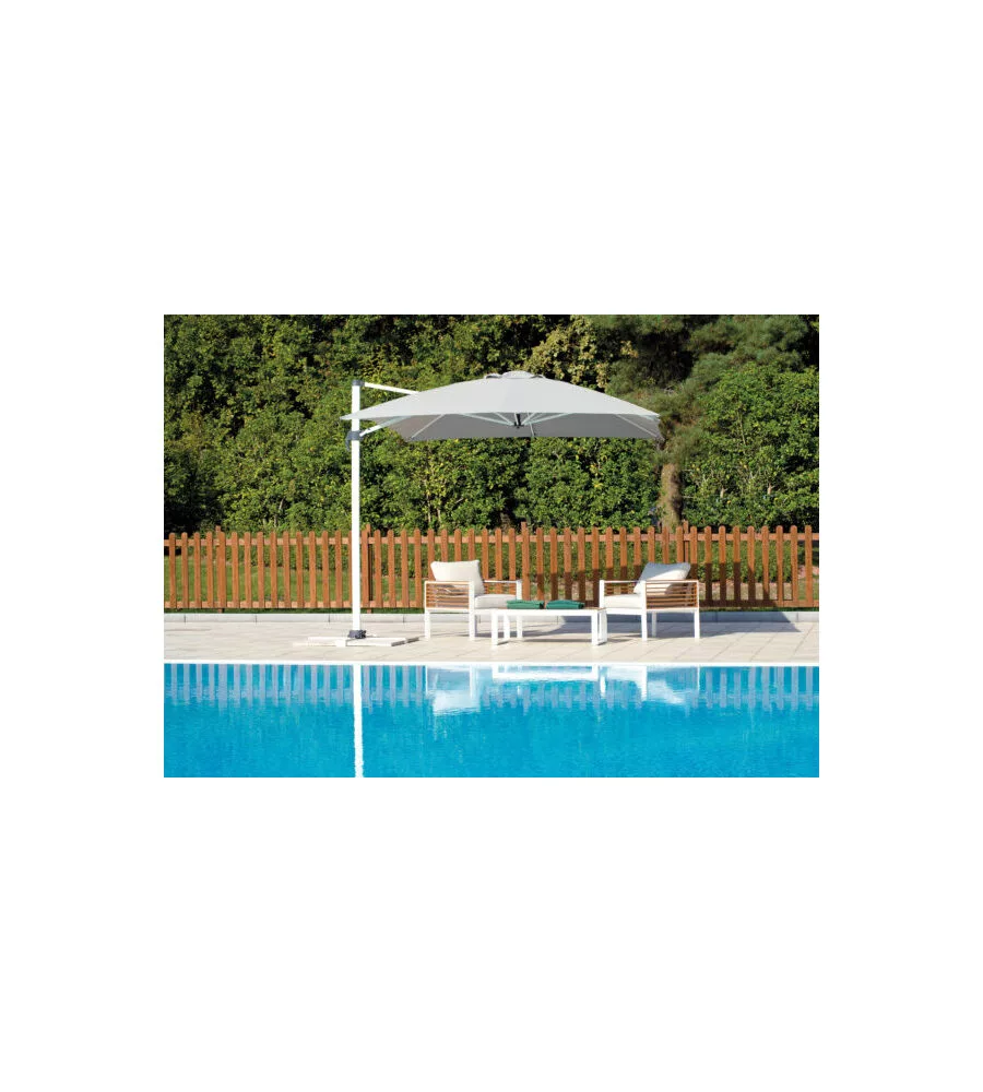 OMBRELLONE A BRACCIO RETTANGOLARE SOLARIA "CALIFORNIA SPUNCRYLIC" IN ALLUMINIO BIANCO E GRIGIO 3X4 MT