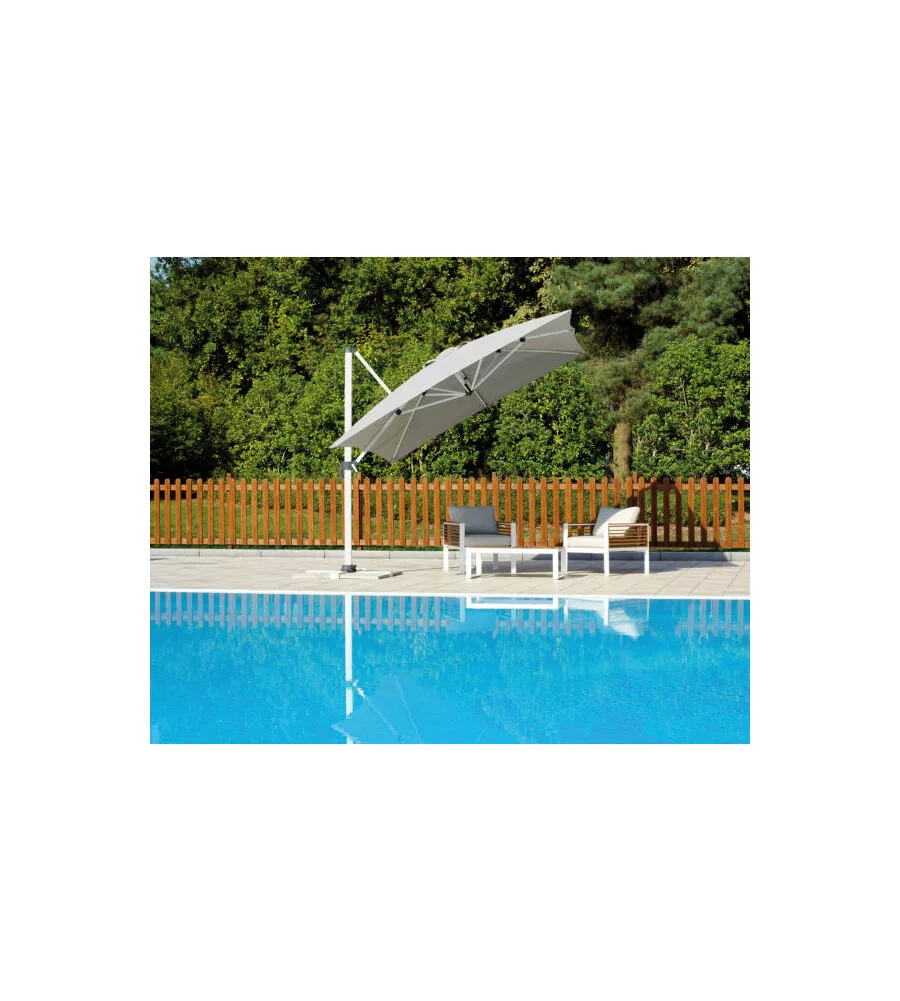 OMBRELLONE A BRACCIO RETTANGOLARE SOLARIA "CALIFORNIA SPUNCRYLIC" IN ALLUMINIO BIANCO E GRIGIO 3X4 MT