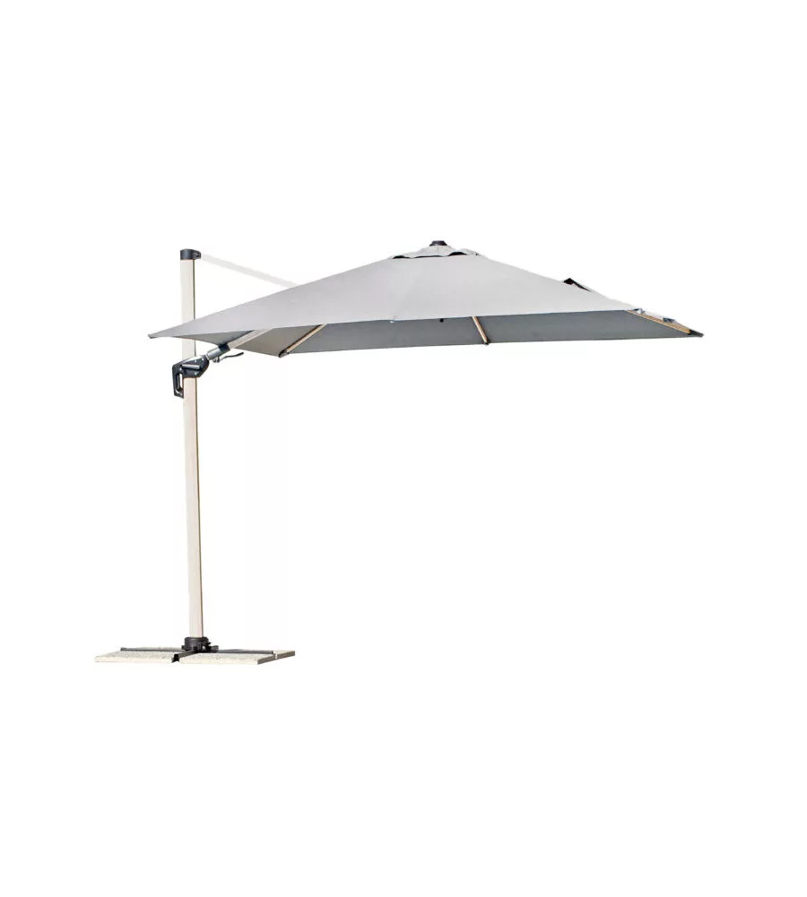 OMBRELLONE A BRACCIO QUADRATO SOLARIA IN ALLUMINIO BIANCO E GRIGIO 3X3 MT