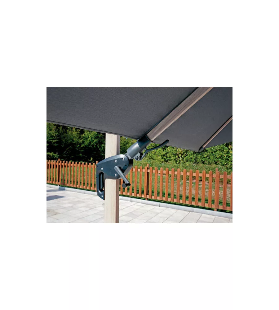 OMBRELLONE A BRACCIO QUADRATO SOLARIA IN ALLUMINIO BIANCO E GRIGIO 3X3 MT