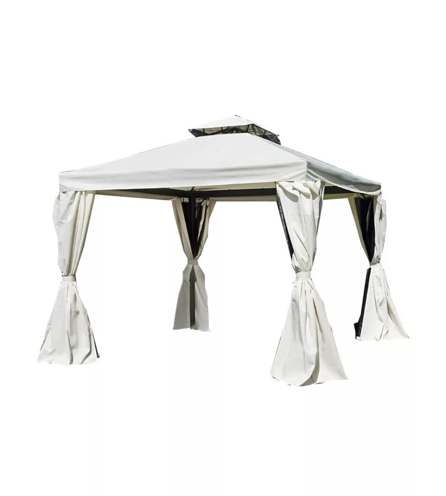 GAZEBO DA ESTERNO QUADRATO SOLARIA "NEBRASKA" IN ALLUMINIO ECRU' 3X3 MT