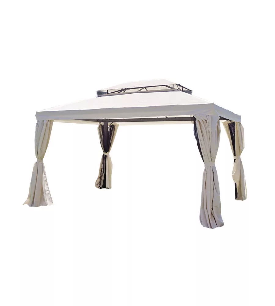 GAZEBO DA ESTERNO RETTANGOLARE SOLARIA "NEBRASKA" IN ALLUMINIO ECRU' 3X4 MT