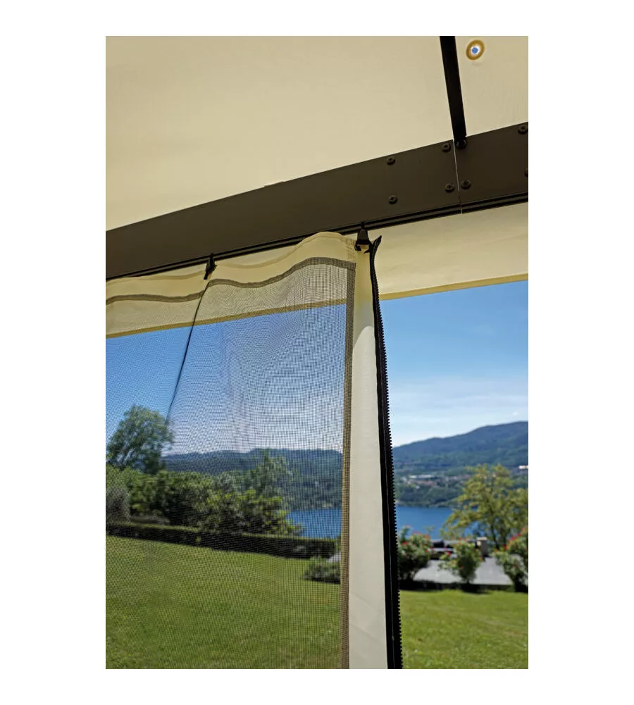 GAZEBO DA ESTERNO RETTANGOLARE SOLARIA "NEBRASKA" IN ALLUMINIO ECRU' 3X4 MT