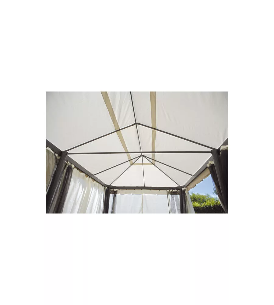 GAZEBO DA ESTERNO RETTANGOLARE SOLARIA "NEBRASKA" IN ALLUMINIO ECRU' 6X3 MT