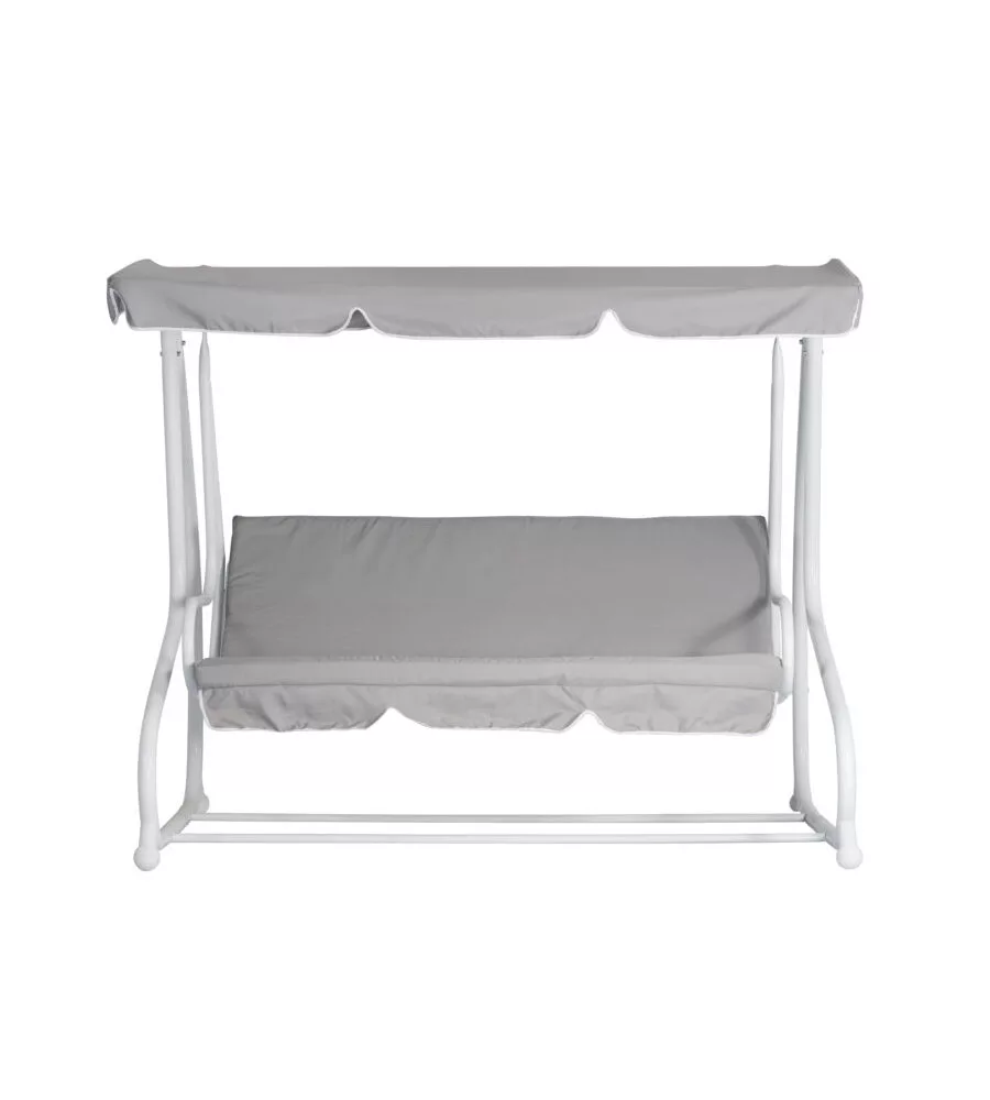 DONDOLO DA GIARDINO SOLARIA BIANCO E GRIGIO CHIARO 3 POSTI 200X125X166 CM