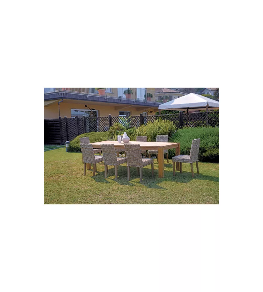 TAVOLO DA ESTERNO SOLARIA "GIACARTA" IN TEAK RICICLATO 250X100X77 CM