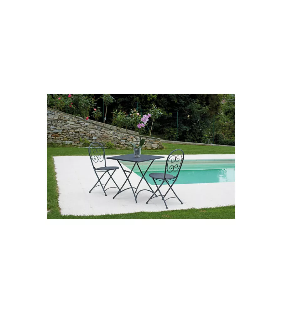 TAVOLO DA ESTERNO PIEGHEVOLE SOLARIA "ORTA" IN FERRO ANTRACITE 70X70X74 CM