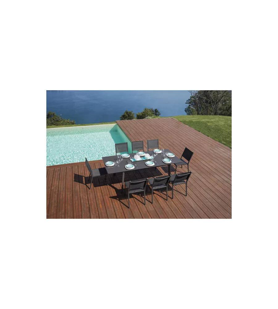 TAVOLO DA ESTERNO ALLUNGABILE SOLARIA "SAN DONATO" IN ALLUMINIO ANTRACITE 160/240X102X75 CM