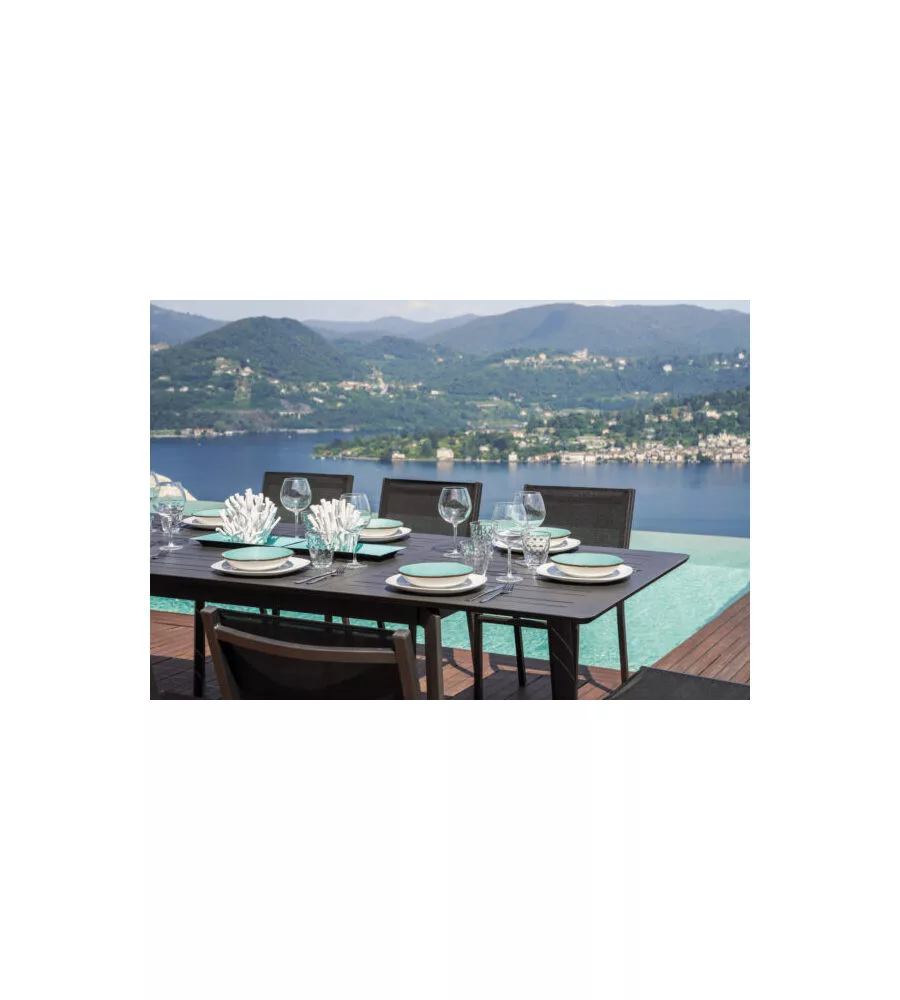 TAVOLO DA ESTERNO ALLUNGABILE SOLARIA "SAN DONATO" IN ALLUMINIO ANTRACITE 160/240X102X75 CM