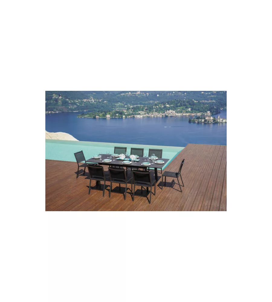 TAVOLO DA ESTERNO ALLUNGABILE SOLARIA "SAN DONATO" IN ALLUMINIO ANTRACITE 160/240X102X75 CM