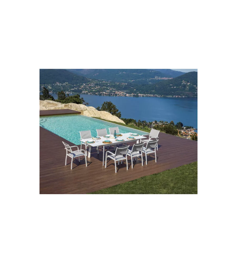 TAVOLO DA ESTERNO ALLUNGABILE SOLARIA "SAN DONATO" IN ALLUMINIO BIANCO 160/240X102X75 CM