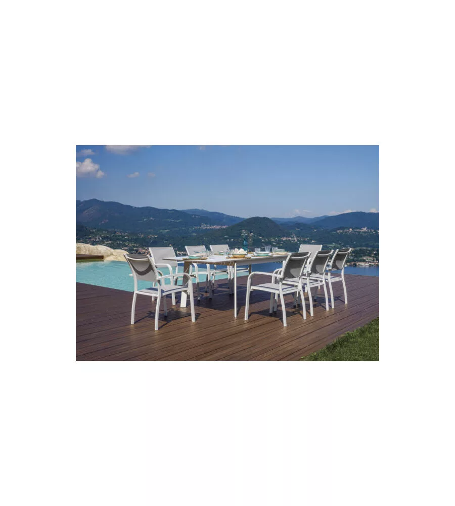 TAVOLO DA ESTERNO ALLUNGABILE SOLARIA "SAN DONATO" IN ALLUMINIO BIANCO 160/240X102X75 CM