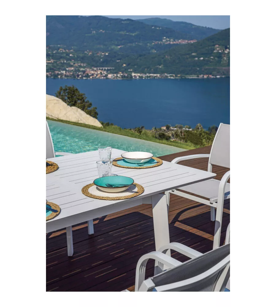 TAVOLO DA ESTERNO ALLUNGABILE SOLARIA "SAN DONATO" IN ALLUMINIO BIANCO 160/240X102X75 CM