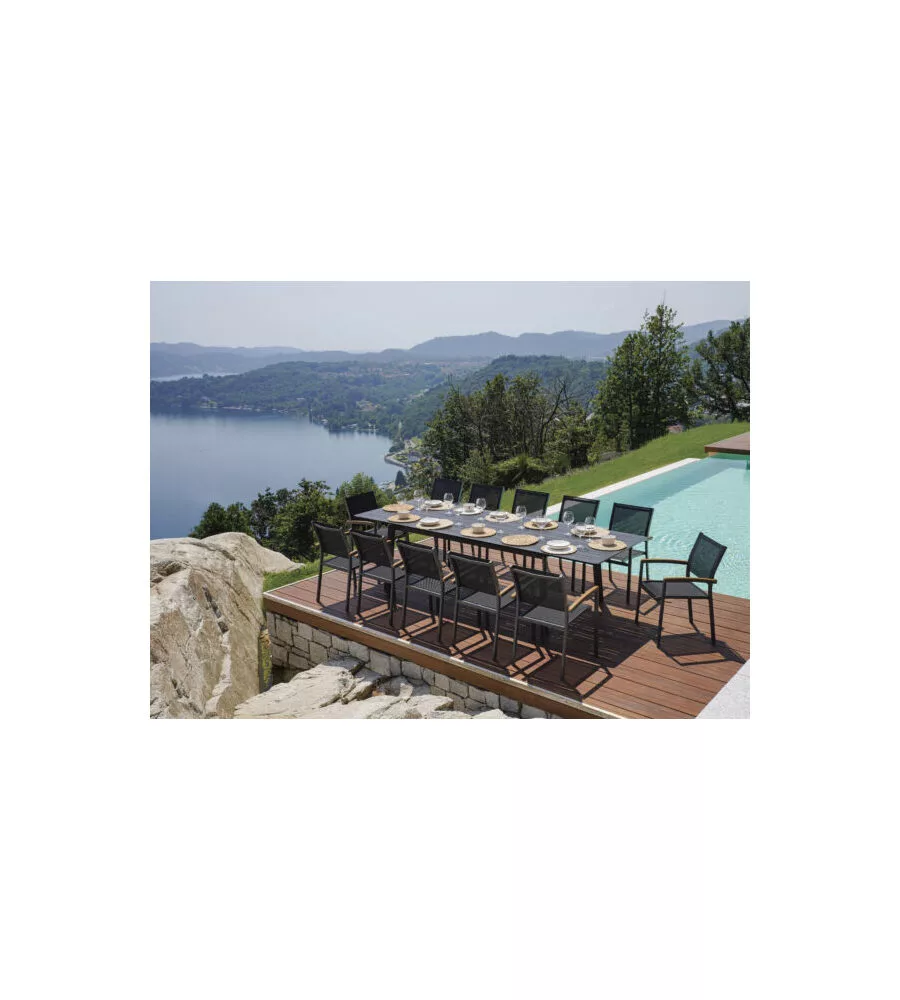 TAVOLO DA ESTERNO ALLUNGABILE SOLARIA "PORTO ERCOLE" IN ALLUMINIO ANTRACITE 200/300X102X75 CM