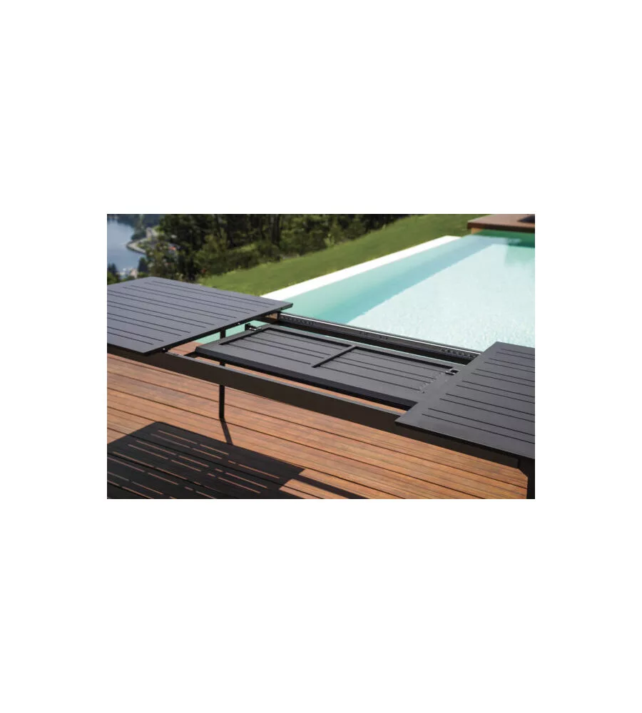 TAVOLO DA ESTERNO ALLUNGABILE SOLARIA "PORTO ERCOLE" IN ALLUMINIO ANTRACITE 200/300X102X75 CM