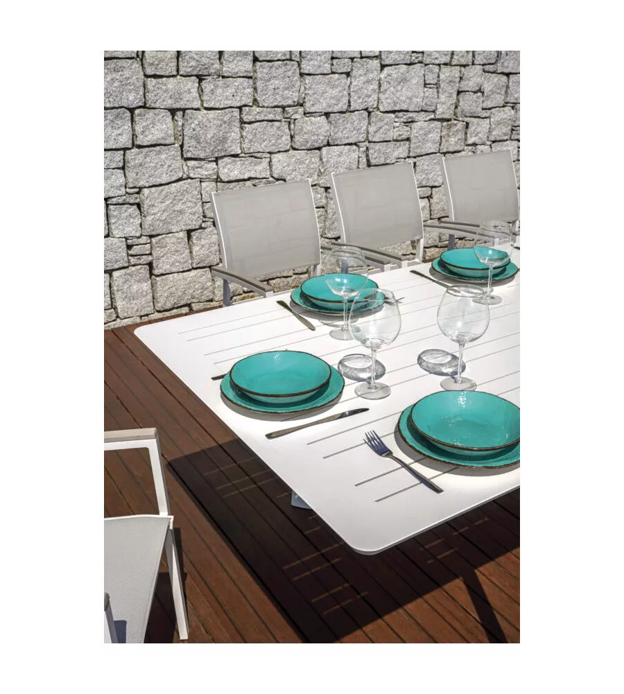 TAVOLO DA ESTERNO ALLUNGABILE SOLARIA "PORTO ERCOLE" IN ALLUMINIO BIANCO 200/300X102X75 CM