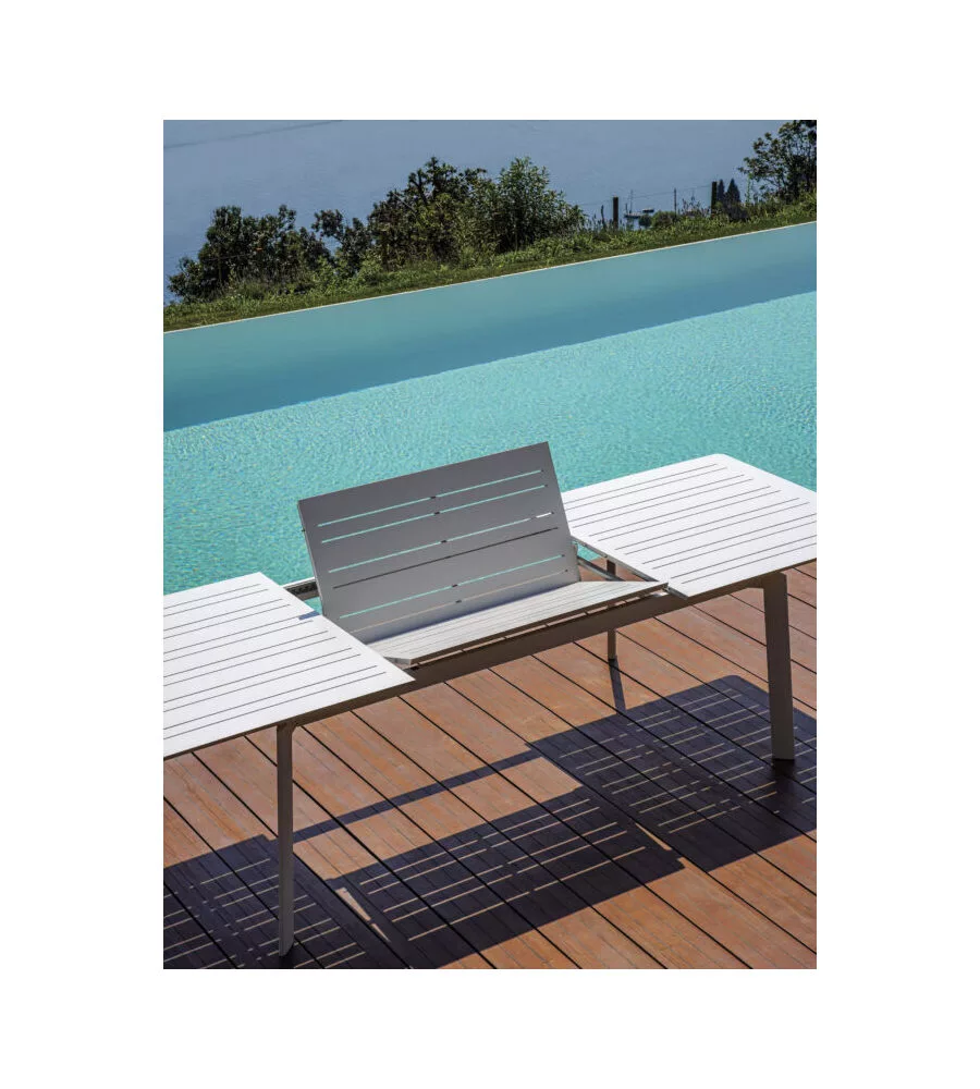 TAVOLO DA ESTERNO ALLUNGABILE SOLARIA "PORTO ERCOLE" IN ALLUMINIO BIANCO 200/300X102X75 CM