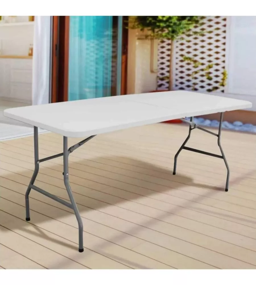 TAVOLO DA ESTERNO RETTANGOLARE PIEGHEVOLE SOLARIA "CATERING" CON MANIGLIA IN POLIETILENE 180X75X74 CM