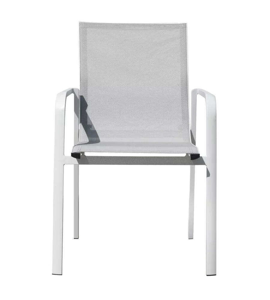 SEDIA DA ESTERNO CON BRACCIOLI SOLARIA "SAMO" IMPILABILE IN ALLUMINIO BIANCO 56X61X90 CM
