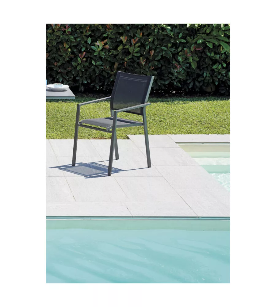 SEDIA DA ESTERNO CON BRACCIOLI SOLARIA "ZARA" IN ALLUMINIO ANTRACITE 54X57X89 CM