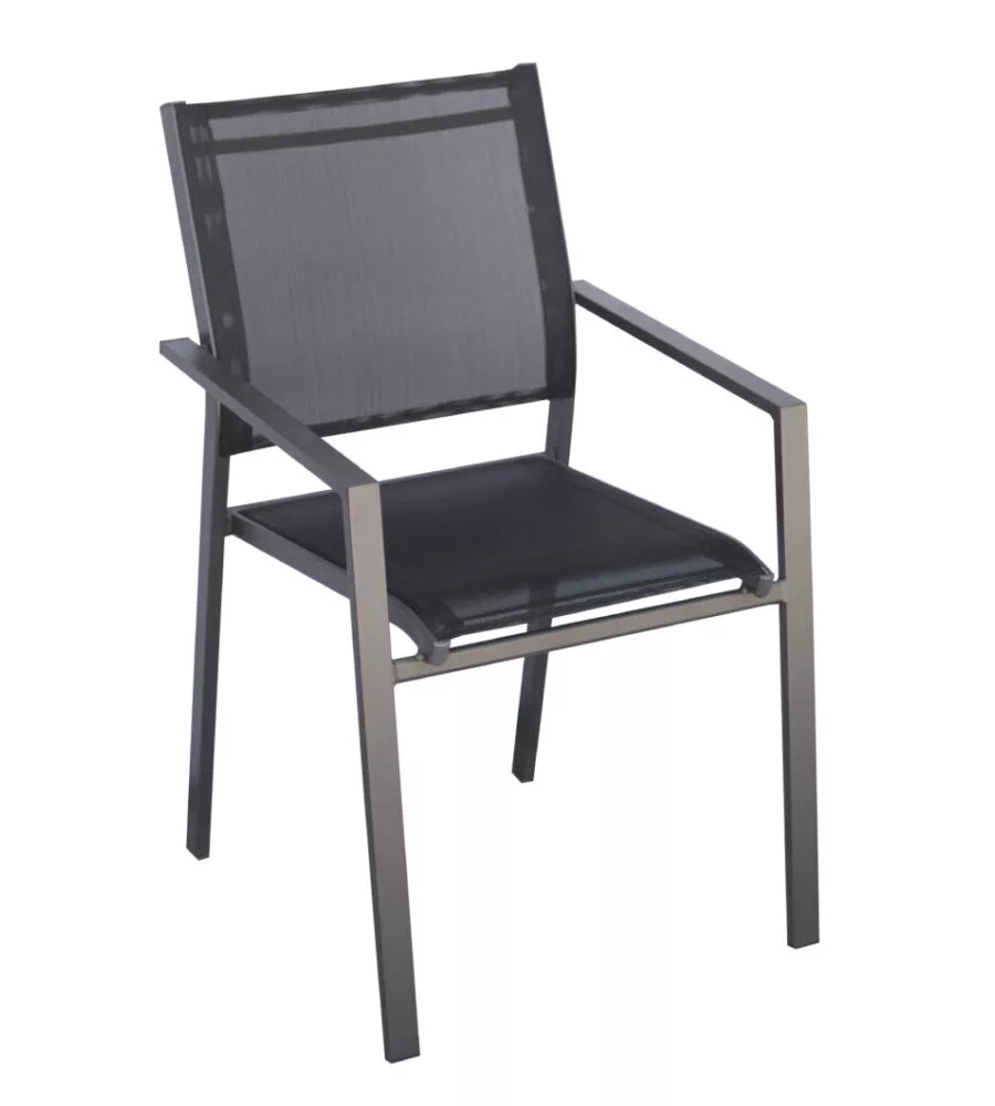SEDIA DA ESTERNO CON BRACCIOLI SOLARIA "ZARA" IN ALLUMINIO ANTRACITE 54X57X89 CM