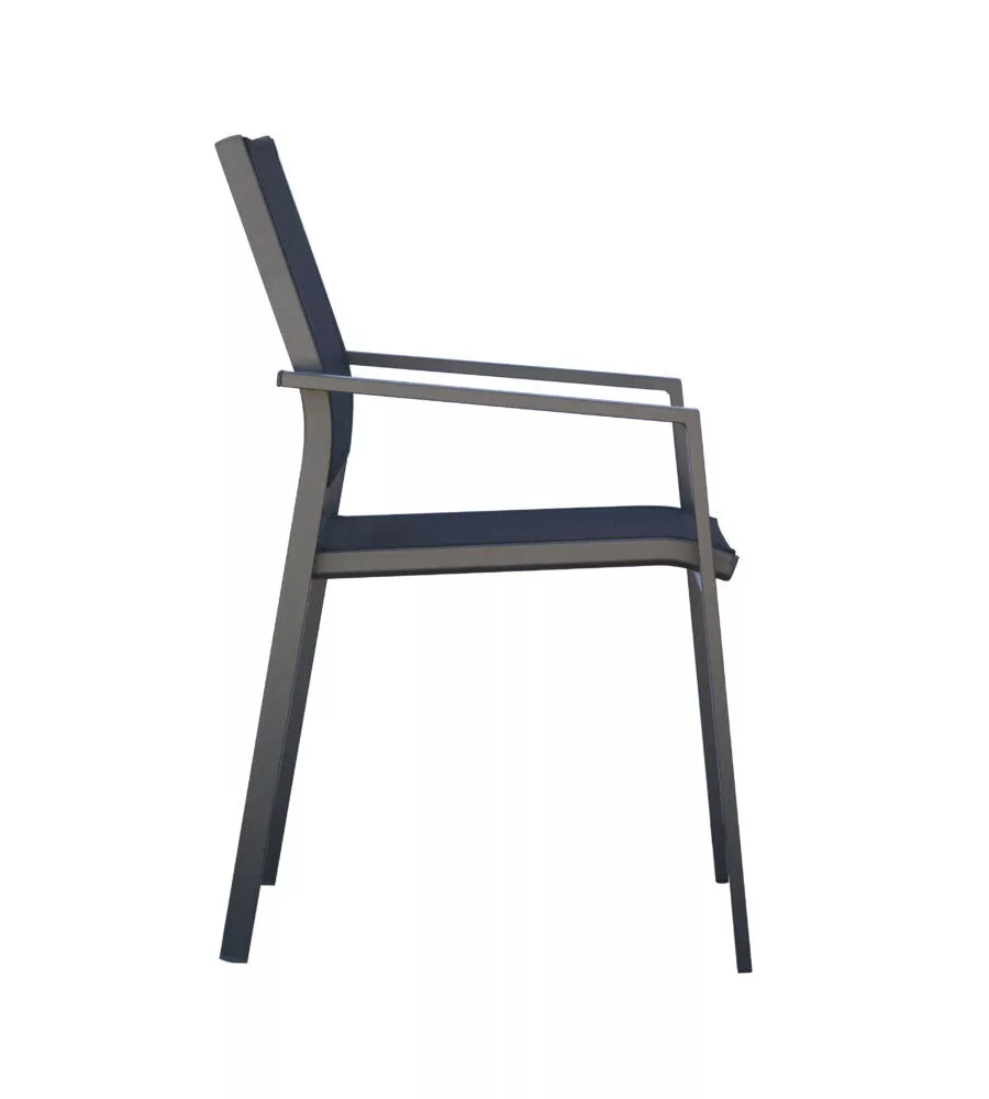 SEDIA DA ESTERNO CON BRACCIOLI SOLARIA "ZARA" IN ALLUMINIO ANTRACITE 54X57X89 CM