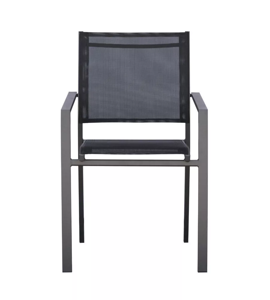 SEDIA DA ESTERNO CON BRACCIOLI SOLARIA "ZARA" IN ALLUMINIO ANTRACITE 54X57X89 CM