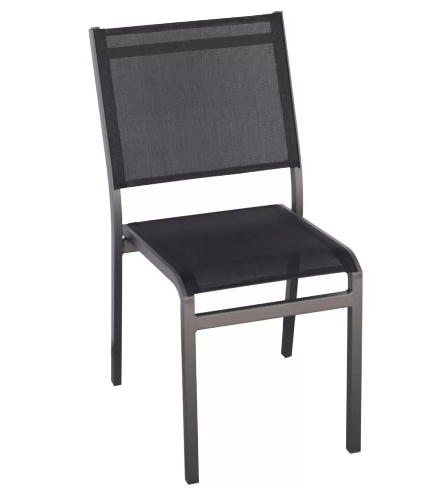 SEDIA DA ESTERNO SOLARIA "POLA" IMPILABILE IN ALLUMINIO ANTRACITE 46X59X86 CM