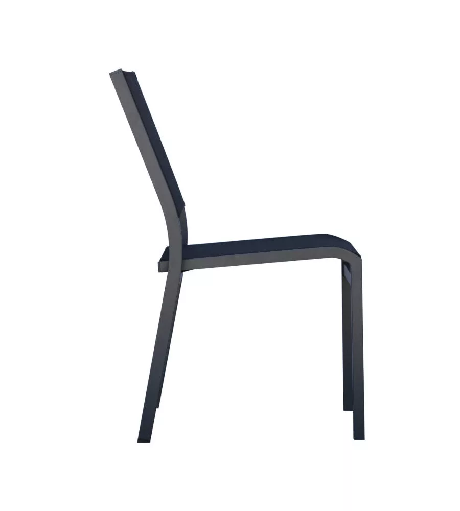 SEDIA DA ESTERNO SOLARIA "POLA" IMPILABILE IN ALLUMINIO ANTRACITE 46X59X86 CM