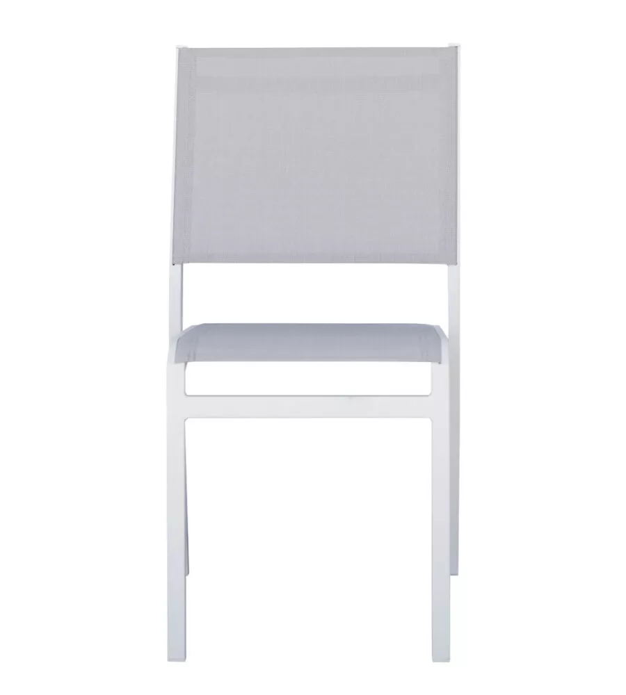 SEDIA DA ESTERNO SOLARIA "POLA" IMPILABILE IN ALLUMINIO BIANCO E GRIGIO CHIARO 46X59X86 CM