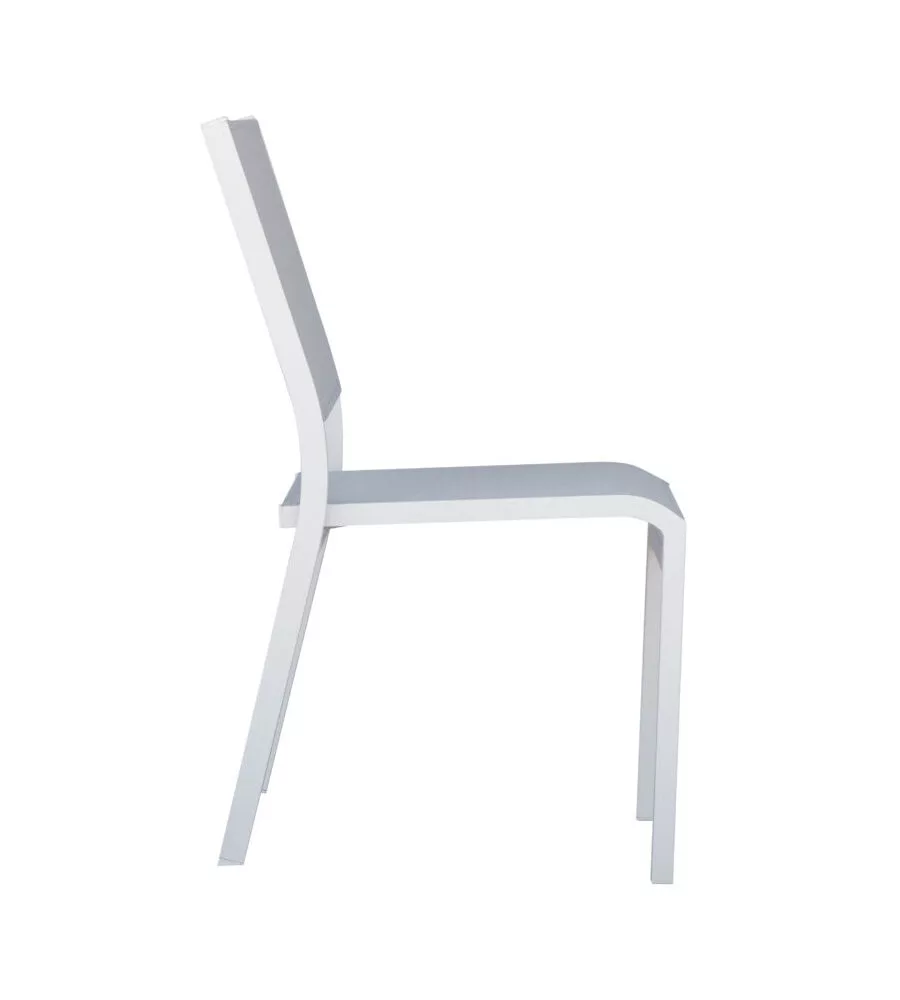 SEDIA DA ESTERNO SOLARIA "POLA" IMPILABILE IN ALLUMINIO BIANCO E GRIGIO CHIARO 46X59X86 CM