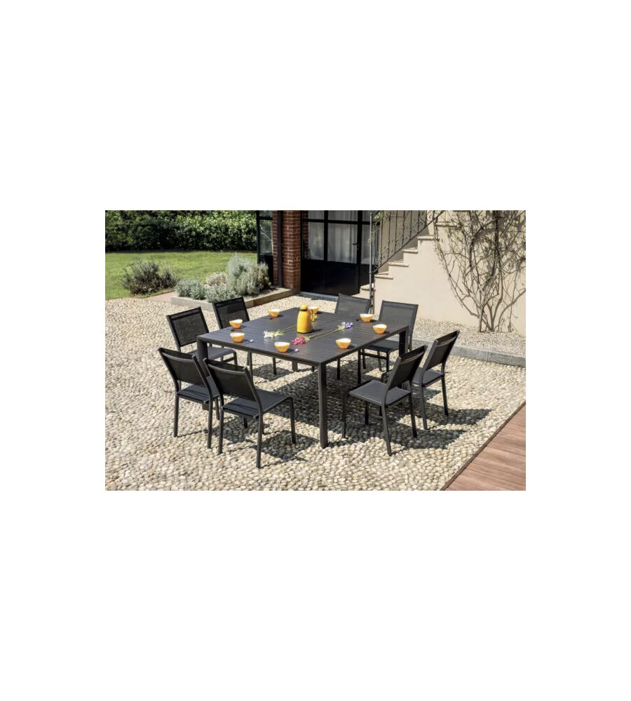TAVOLO DA ESTERNO ALLUNGABILE SOLARIA "GIACINTO" IN ALLUMINIO ANTRACITE 100/150X150X77 CM