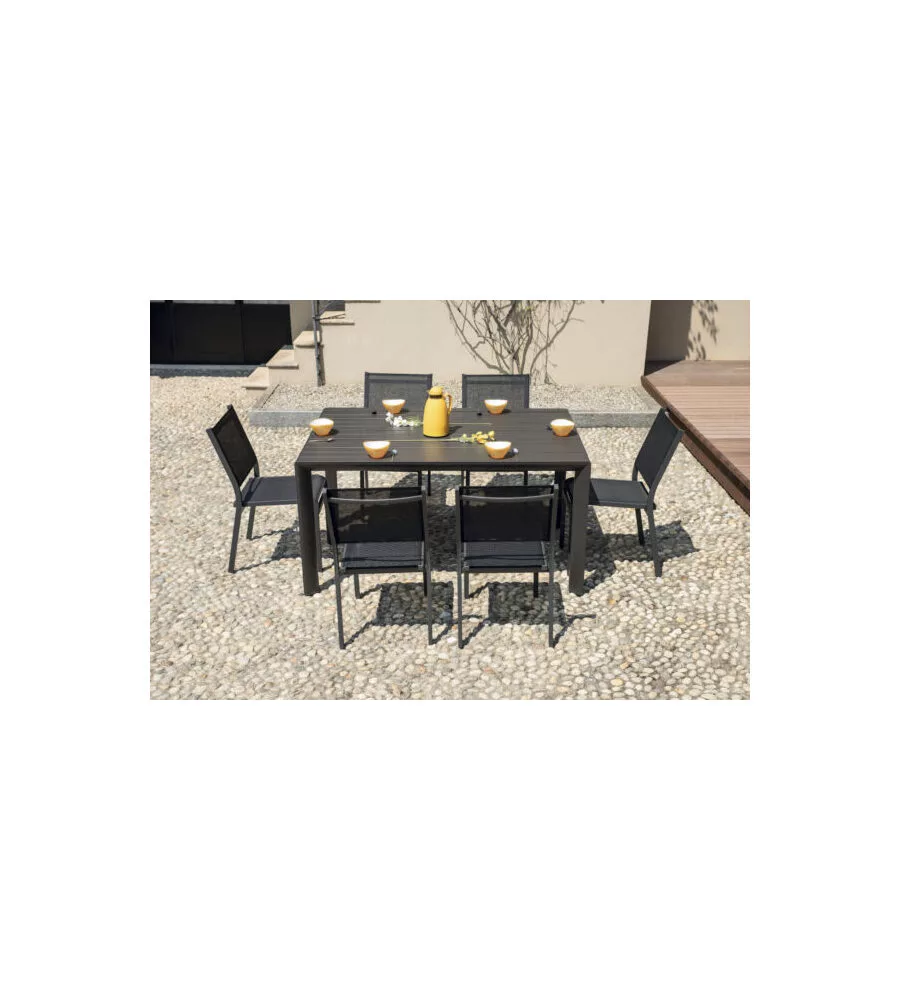 TAVOLO DA ESTERNO ALLUNGABILE SOLARIA "GIACINTO" IN ALLUMINIO ANTRACITE 100/150X150X77 CM