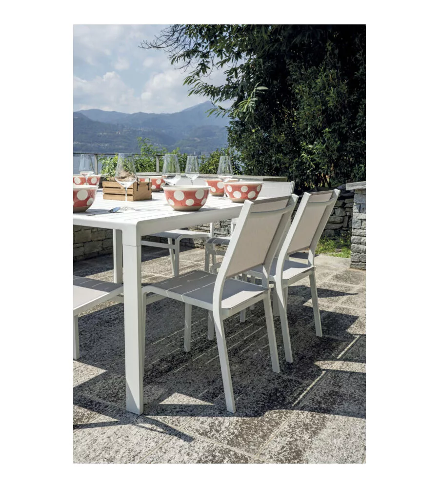 TAVOLO DA ESTERNO ALLUNGABILE SOLARIA "GIACINTO" IN ALLUMINIO BIANCO 100/150X150X77 CM