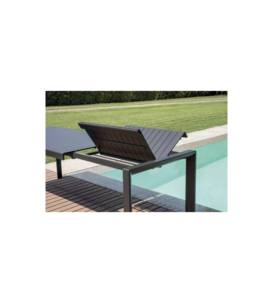 TAVOLO DA ESTERNO ALLUNGABILE SOLARIA "NAXOS" IN ALLUMINIO ANTRACITE 160/240X90X77 CM