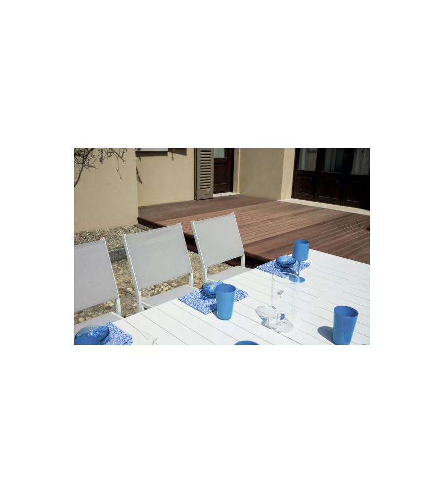 TAVOLO DA ESTERNO ALLUNGABILE SOLARIA "NAXOS" IN ALLUMINIO BIANCO 160/240X90X77 CM