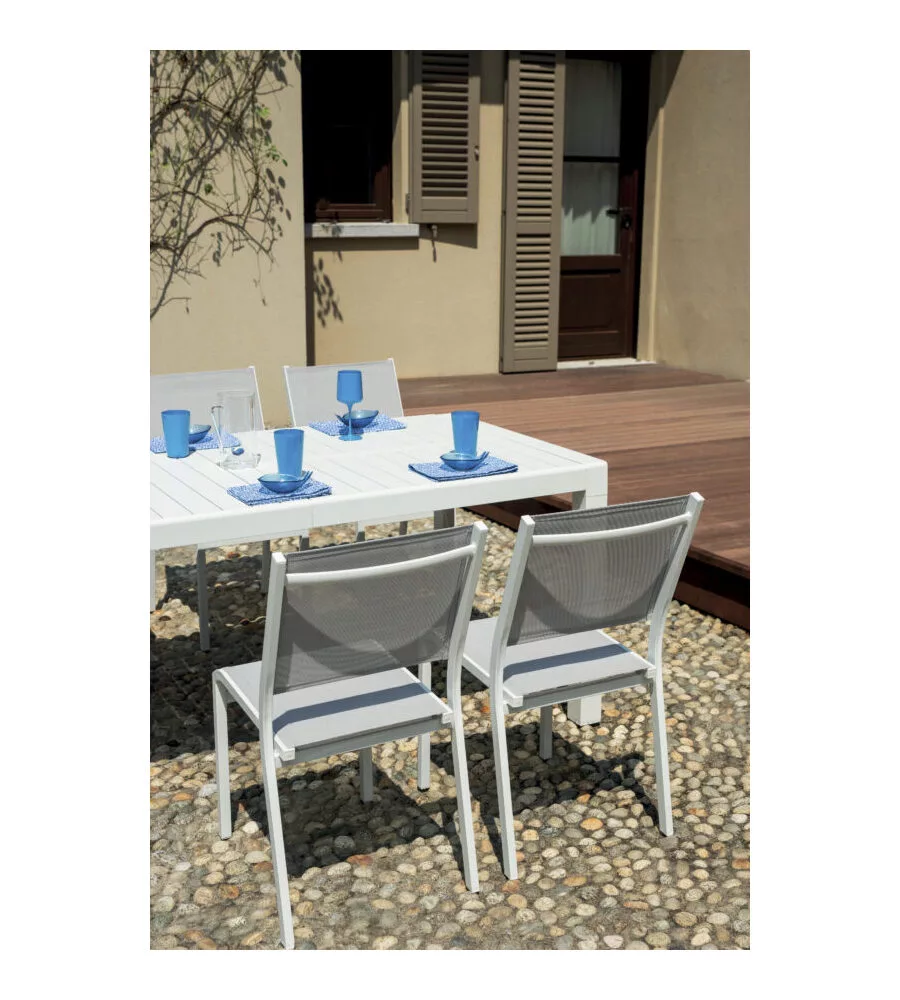 TAVOLO DA ESTERNO ALLUNGABILE SOLARIA "NAXOS" IN ALLUMINIO BIANCO 160/240X90X77 CM
