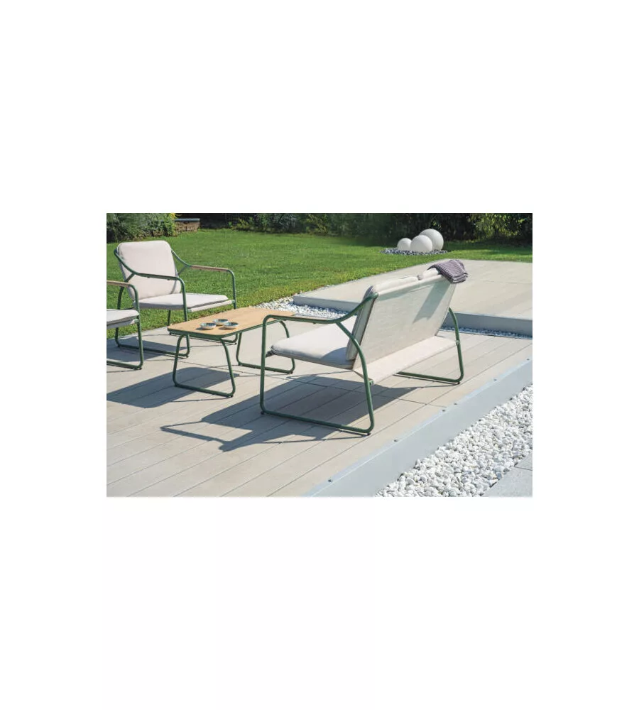 SET DA GIARDINO SOLARIA "TINOS" IN FERRO VERDE 4 SEDUTE E 1 TAVOLINO