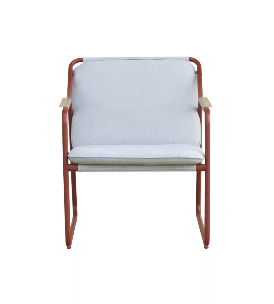 SET DA GIARDINO SOLARIA "TINOS" IN FERRO ROSSO 4 SEDUTE E 1 TAVOLINO
