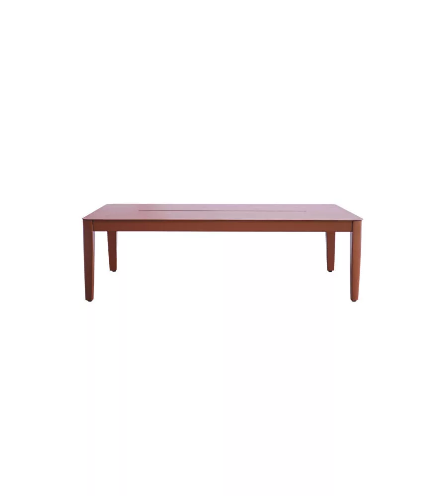 SET DA GIARDINO SOLARIA "BANDOL" IN ALLUMINIO ROSSO E CORDA BEIGE 5 SEDUTE E TAVOLINO