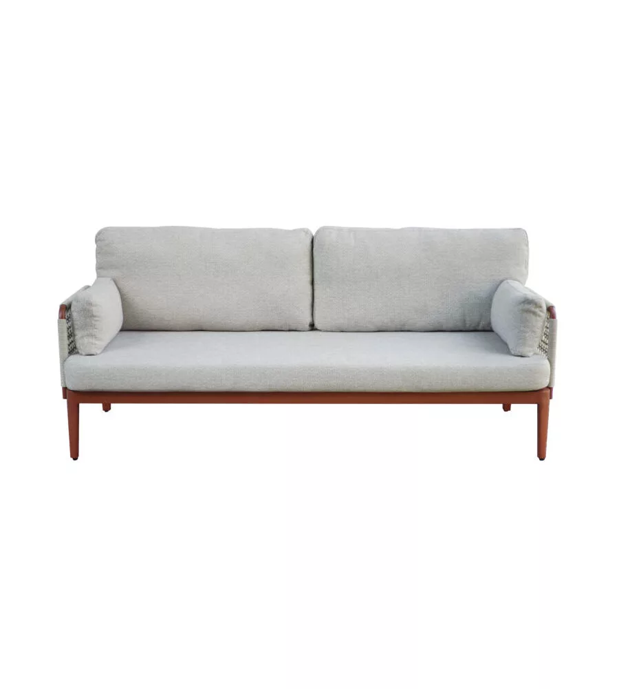 SET DA GIARDINO SOLARIA "BANDOL" IN ALLUMINIO ROSSO E CORDA BEIGE 5 SEDUTE E TAVOLINO