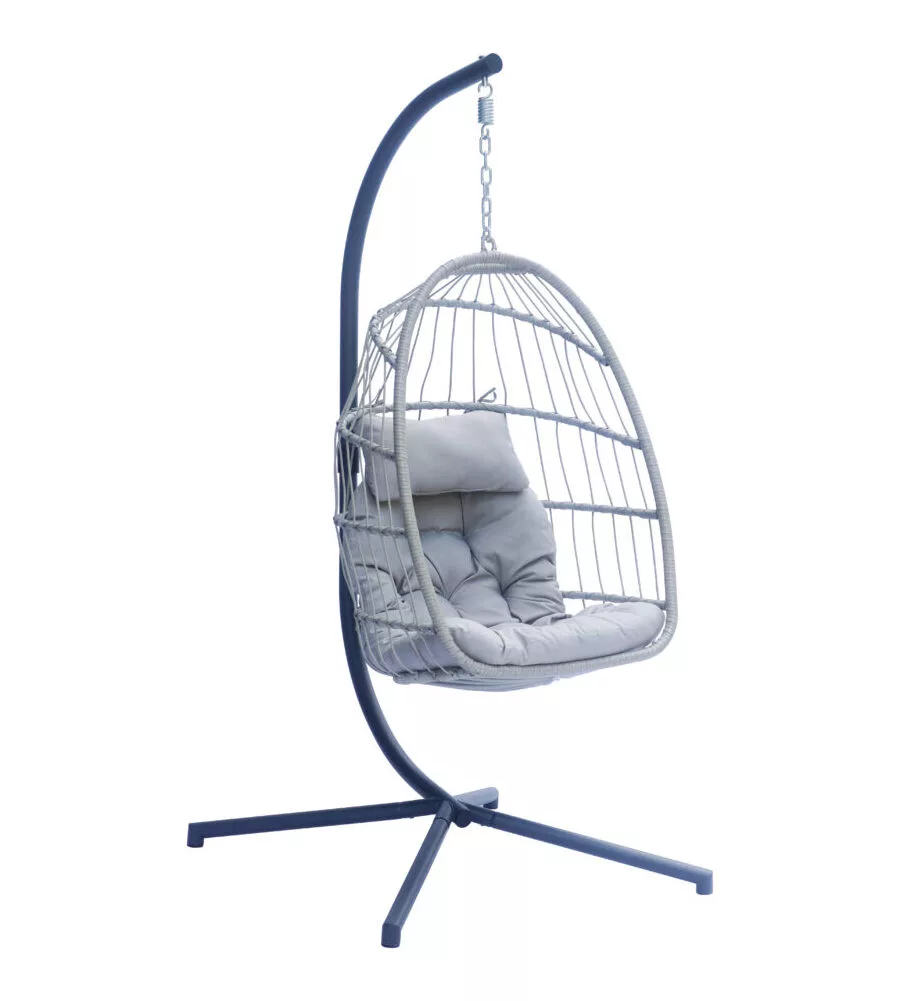 POLTRONA SOSPESA DA ESTERNO SOLARIA IN FERRO ANTRACITE E GRIGIO CHIARO 96X115X196 CM